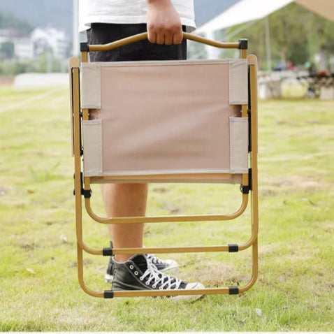 chaise camping vintage rose