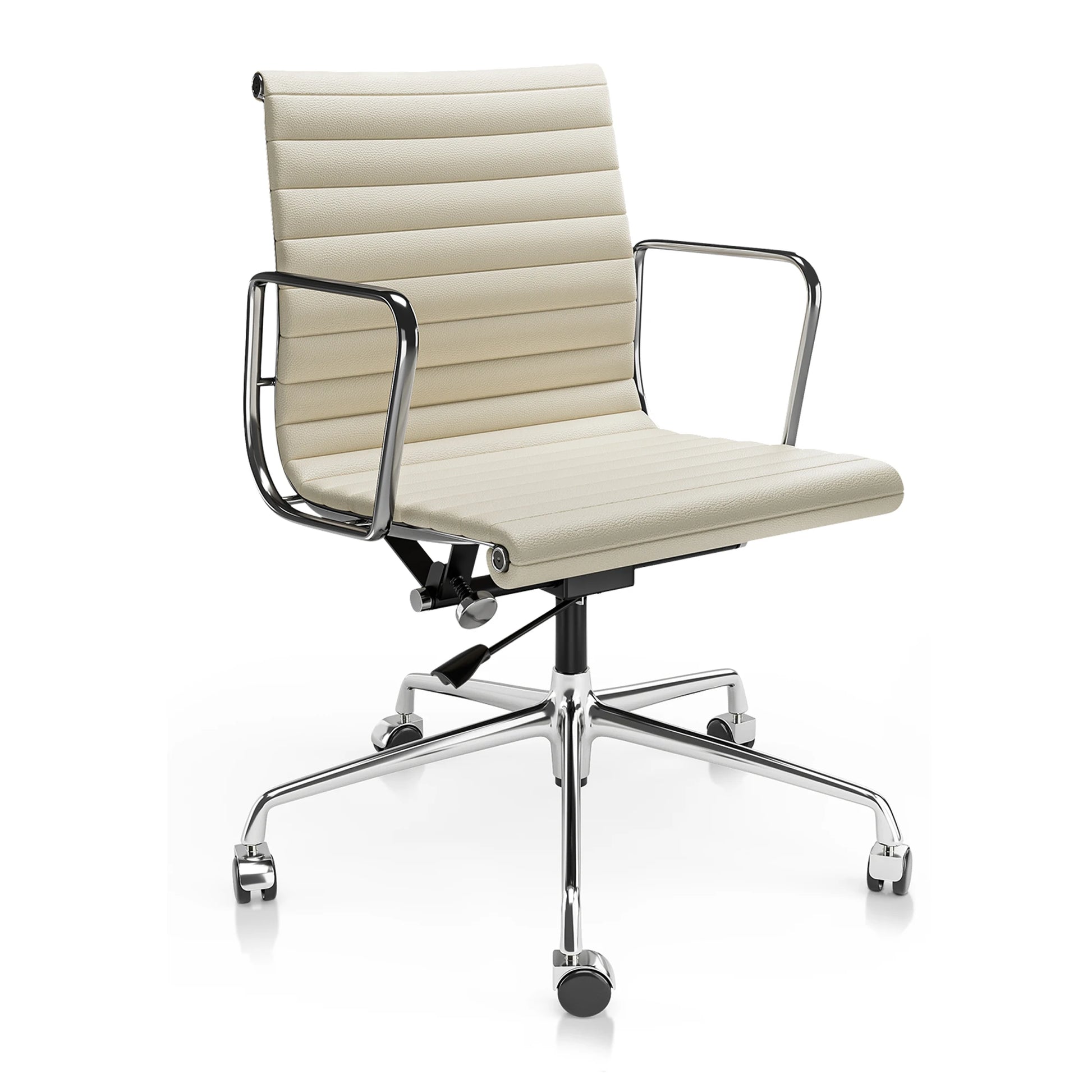 chaise de bureau vintage industrielle blanc cuir