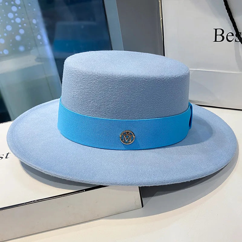 chapeau femme vintage bleu clair