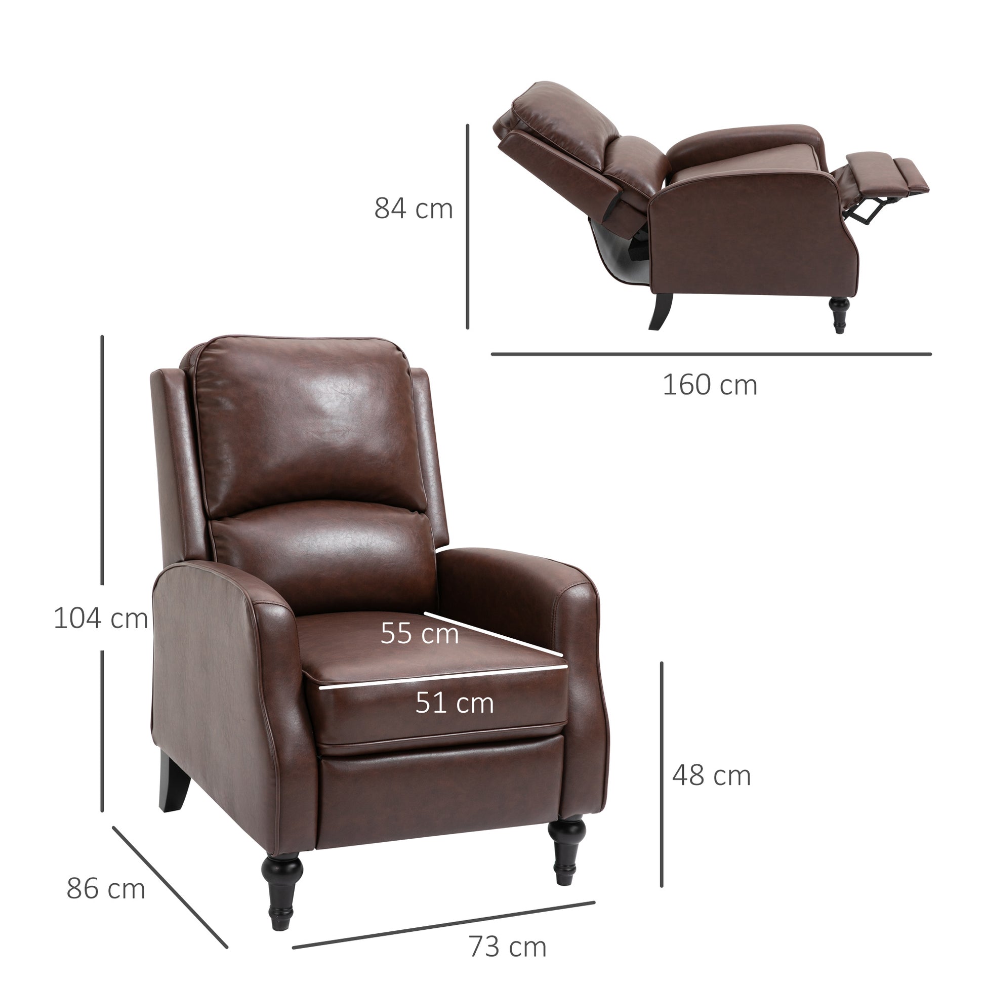 fauteuil en cuir marron vintage taille