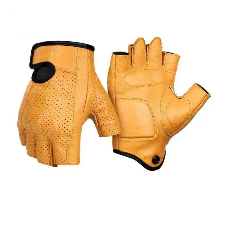 gants moto vintage d’été jaune