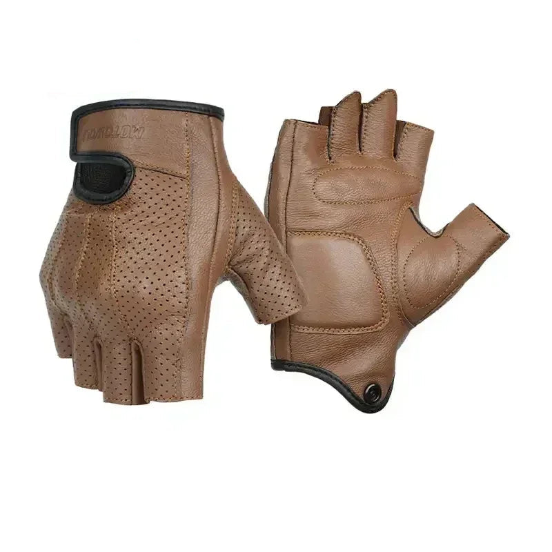 gants moto vintage d’été marron
