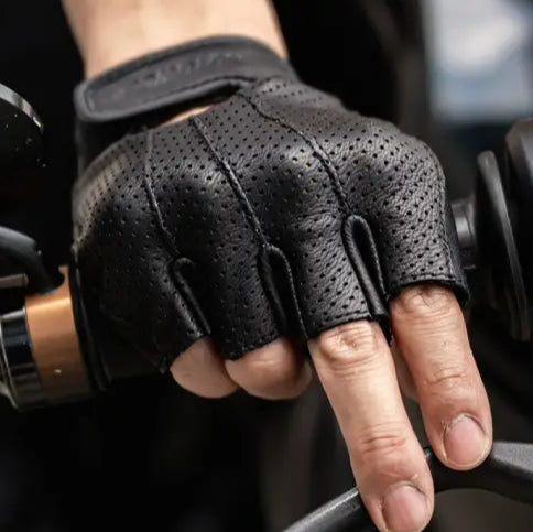 gants moto vintage d'été noir doigts