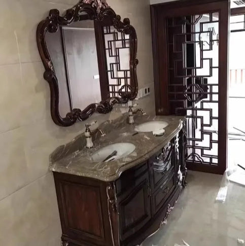 meuble salle de bain vintage marron foncé