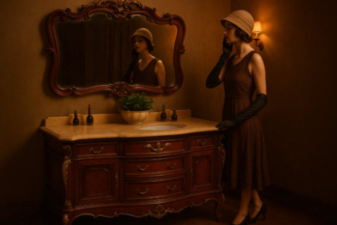 meuble salle de bain vintage sombre