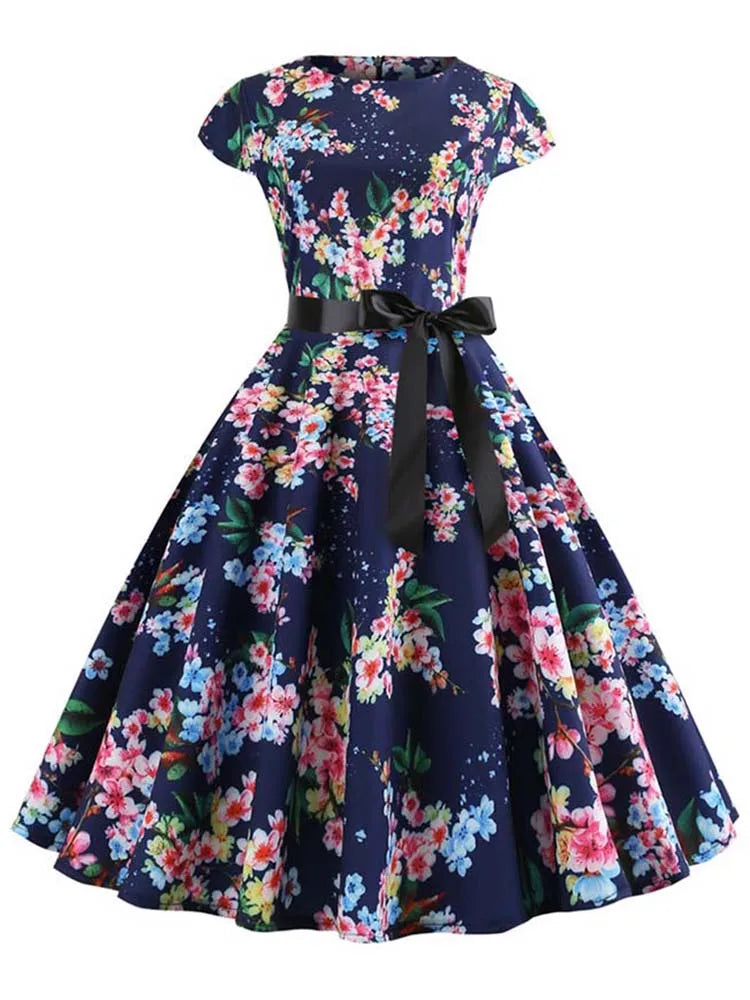 robe année 60 vintage bleu nuit