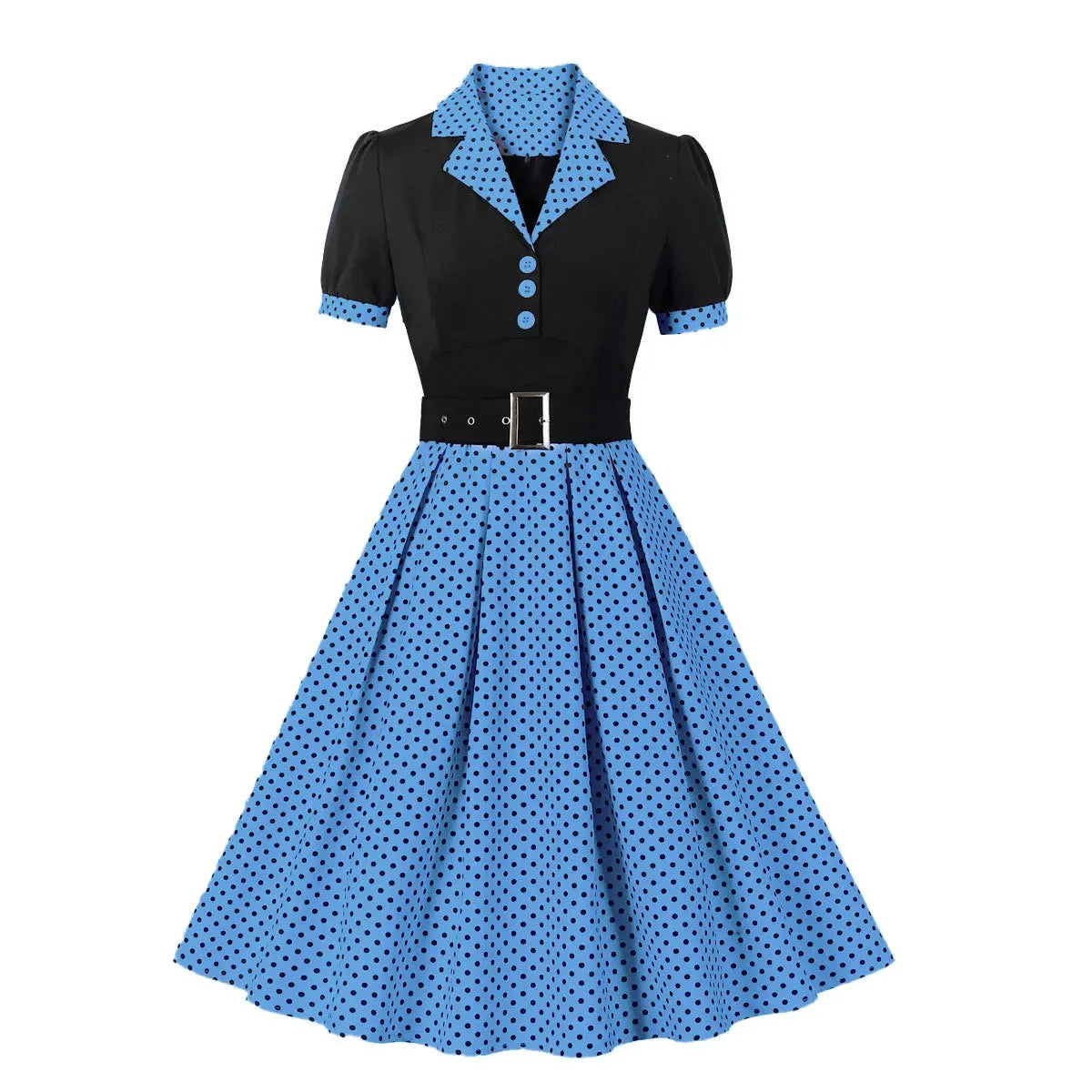 robe vintage petit pois bleu
