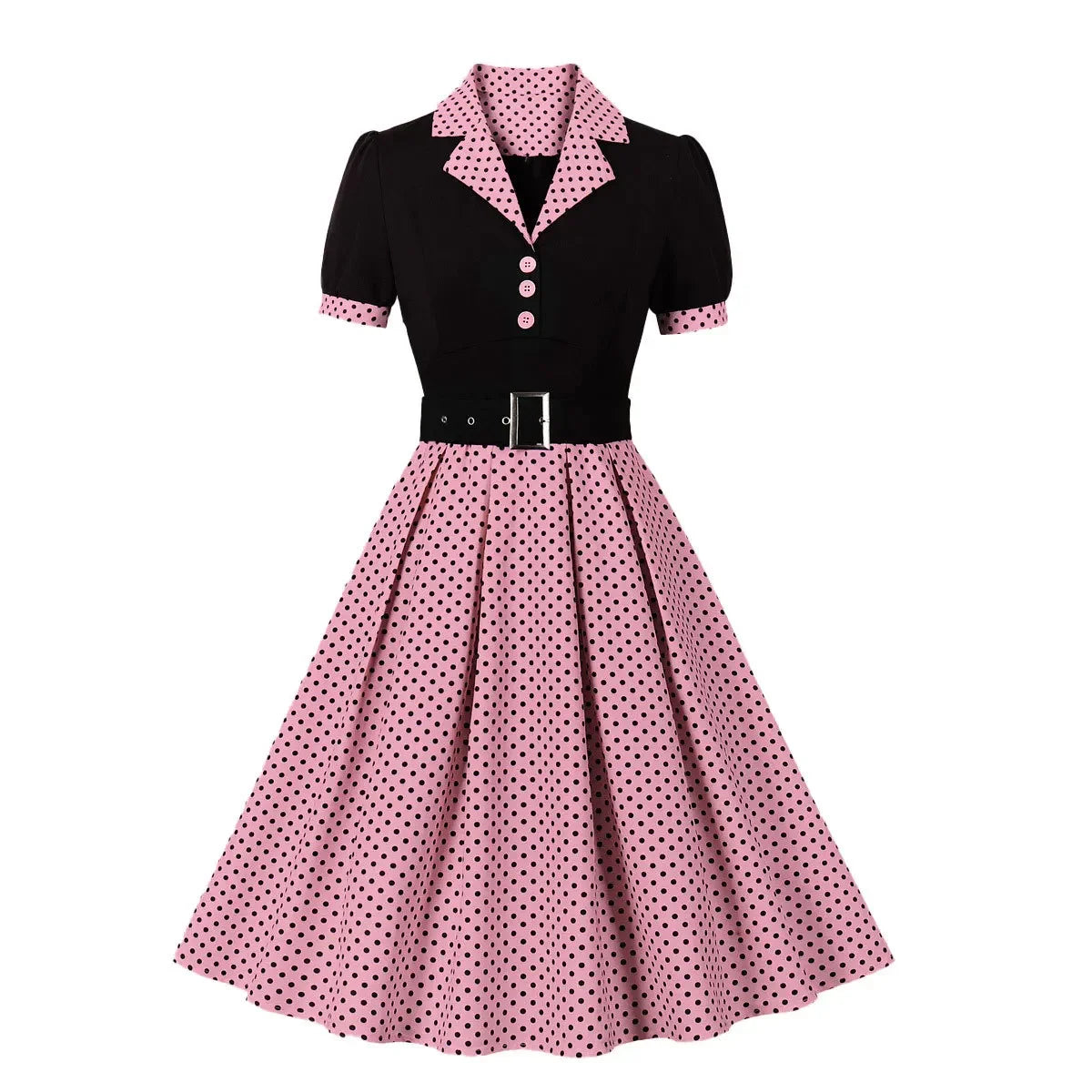 robe vintage petit pois rose