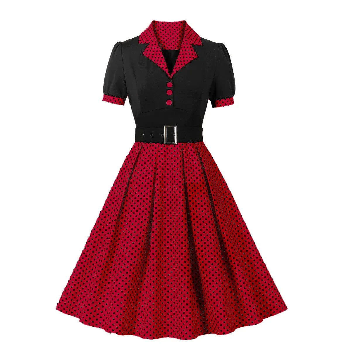 robe vintage petit pois rouge