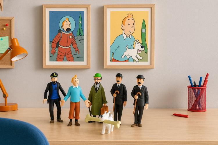6 figurines Tintin vintage  bureau 