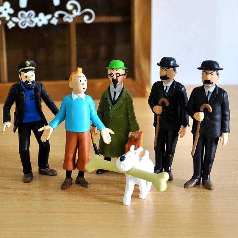 6 figurines Tintin vintage jouets 