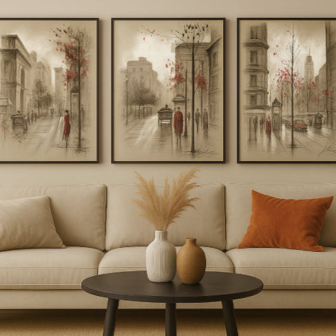 Affiche 3 parties vintage plume