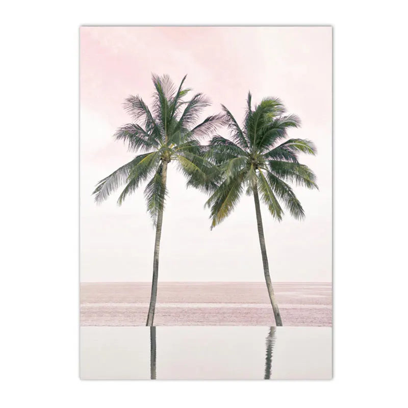 Affiche bord de mer vintage 2 palmiers