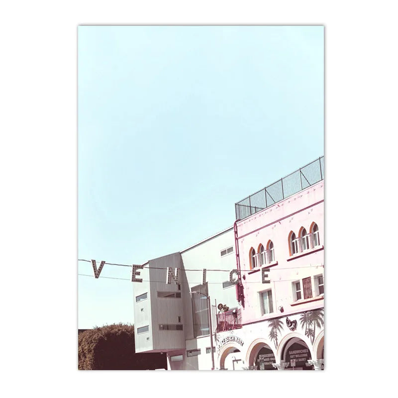 Affiche bord de mer vintage batiment
