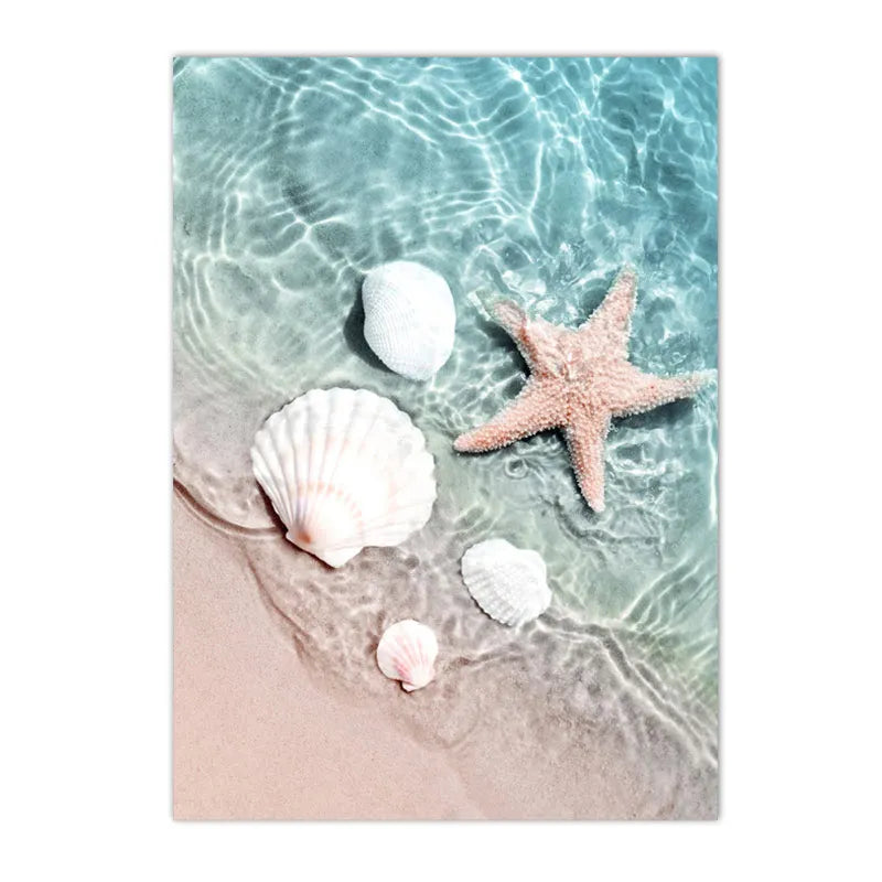 Affiche bord de mer vintage coquillage