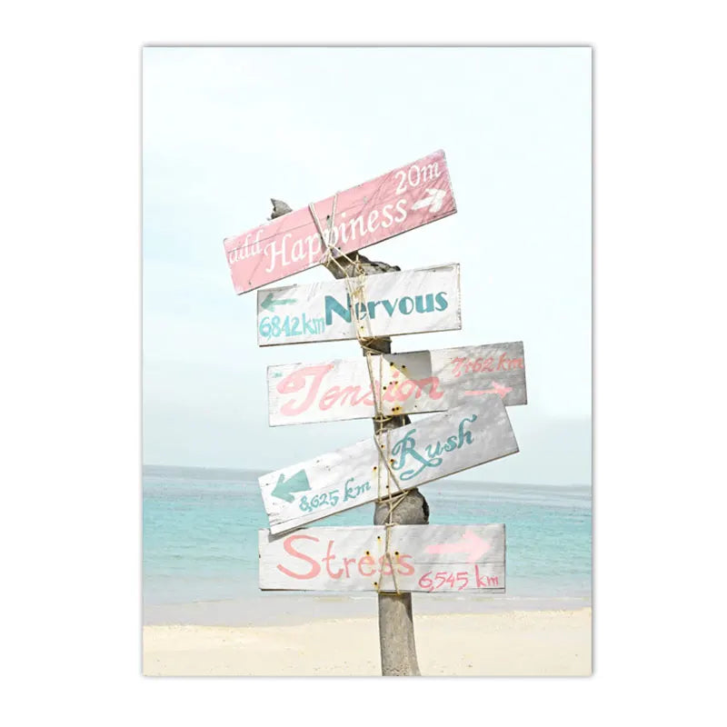 Affiche bord de mer vintage panneau