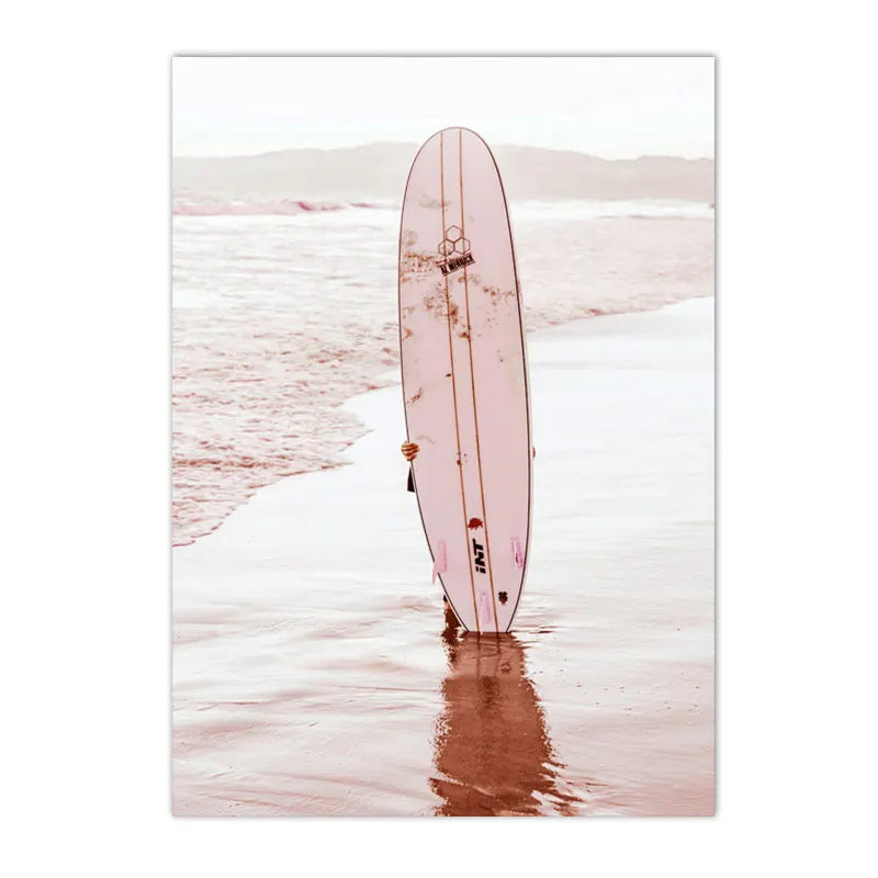 Affiche bord de mer vintage planche surf