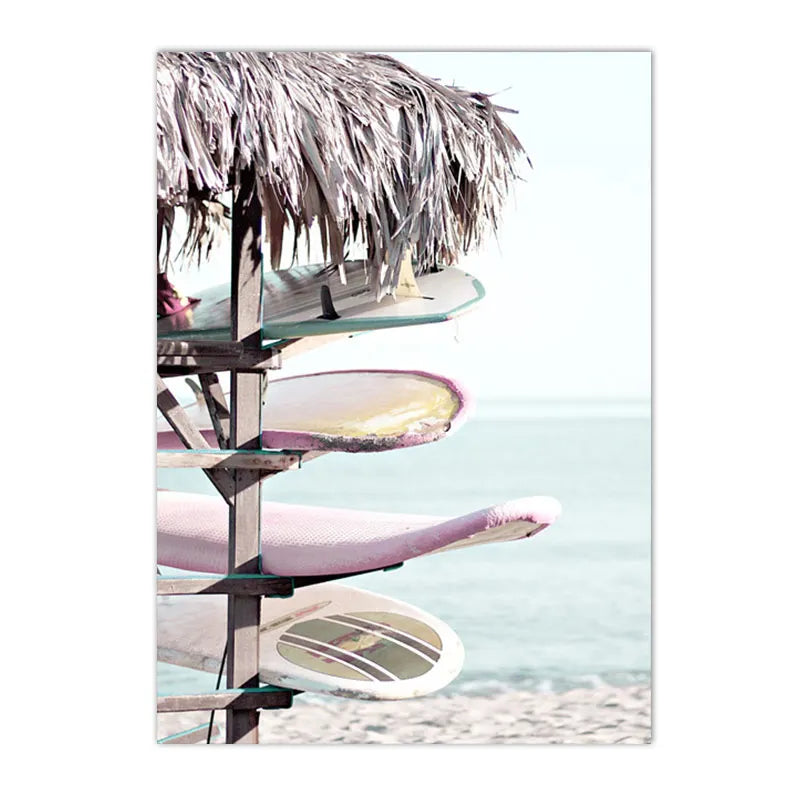 Affiche bord de mer vintage surf plage