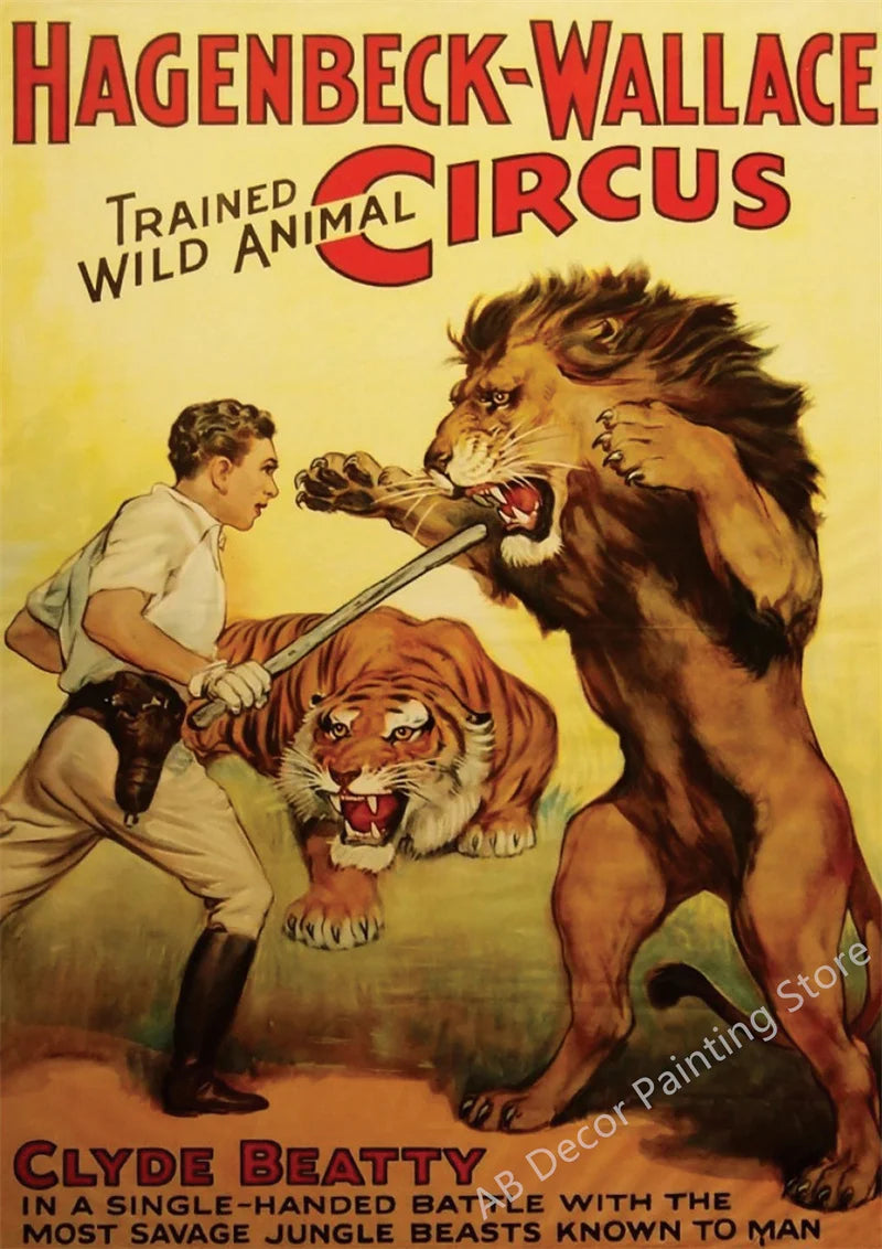 Affiche cirque vintage lion