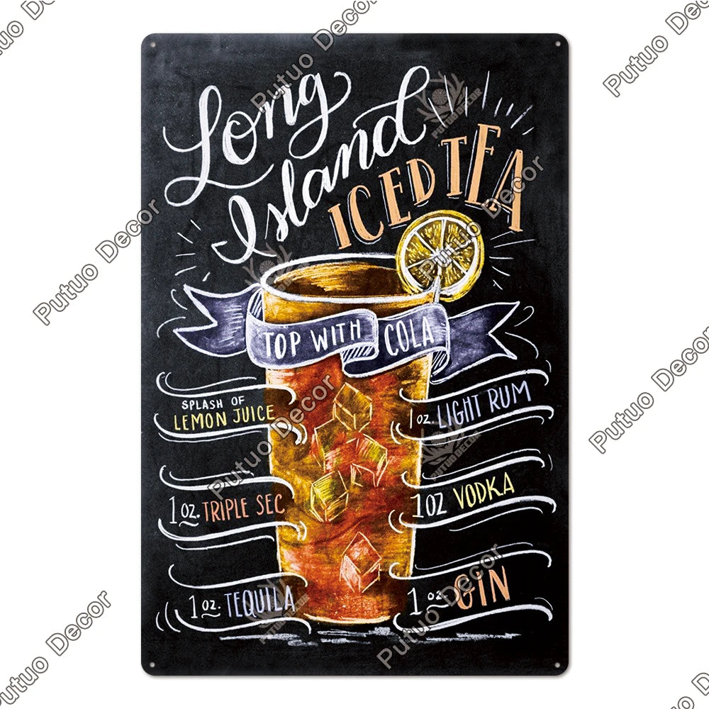 Affiche cocktail vintage ice tea