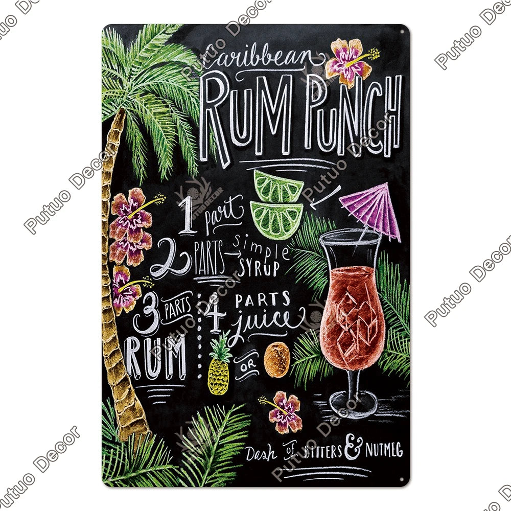 Affiche cocktail vintage punch