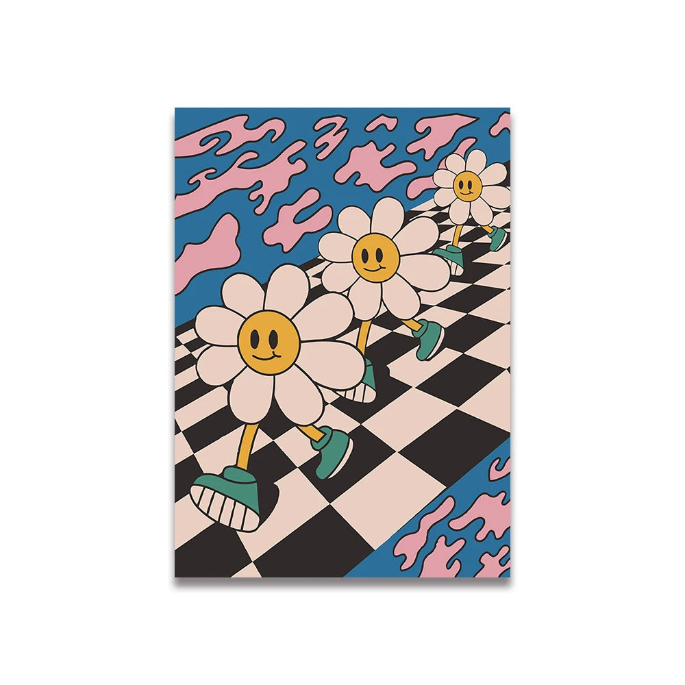 Affiche colorée vintage fleur