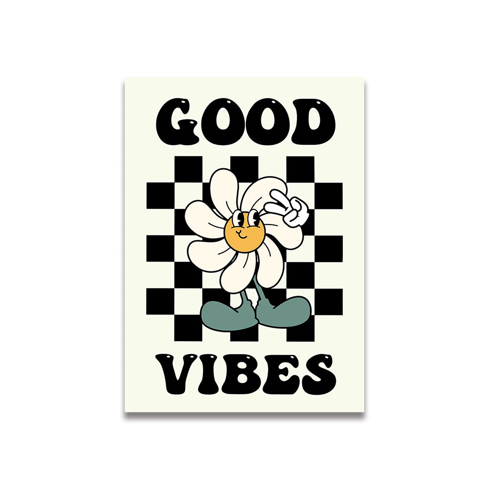 Affiche colorée vintage fleur vibes