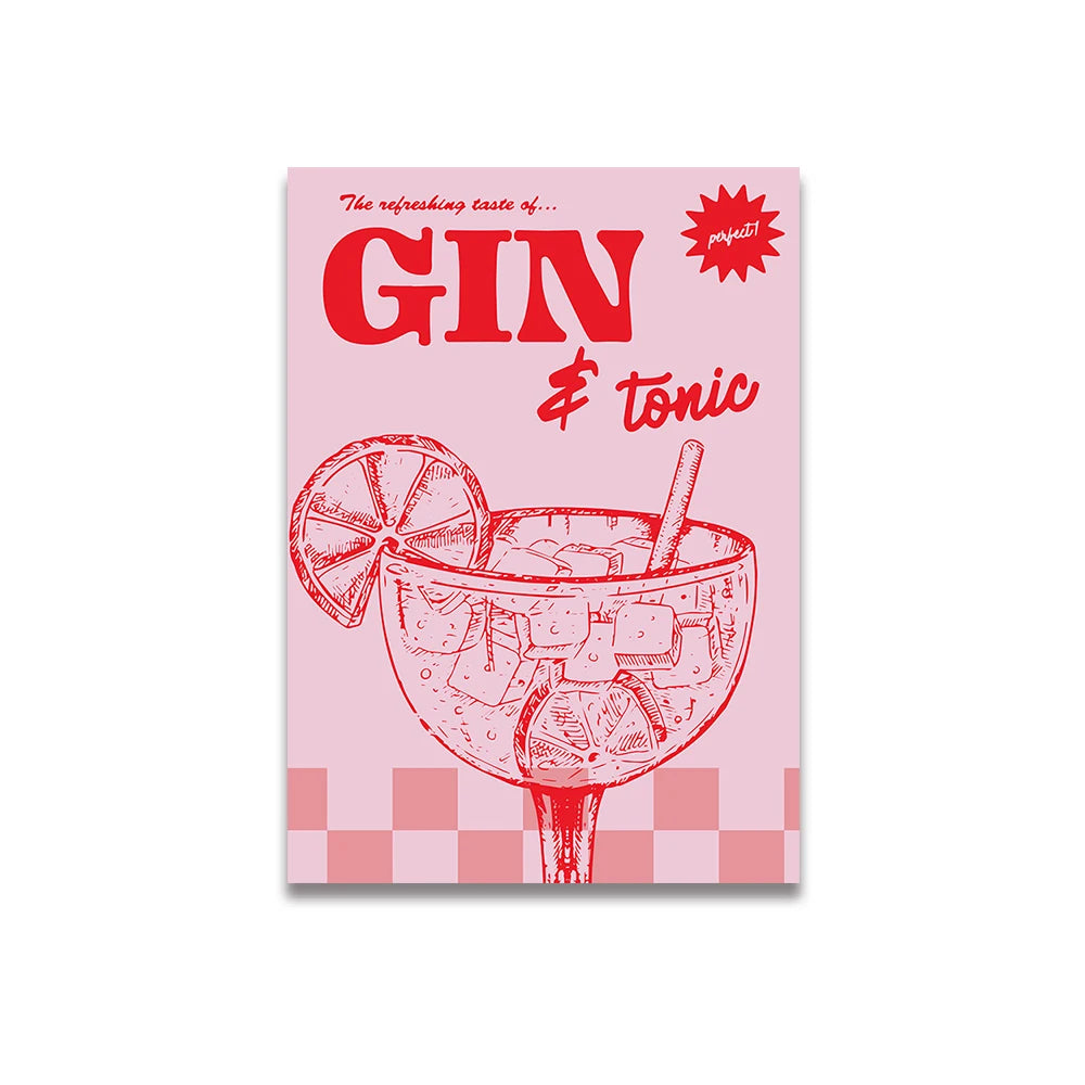 Affiche colorée vintage gin