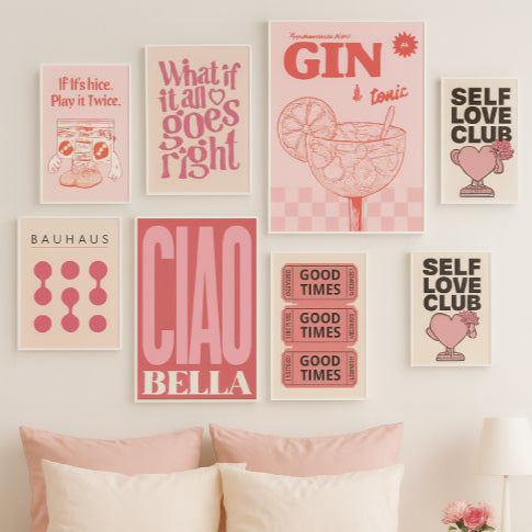 Affiche colorée vintage lit 