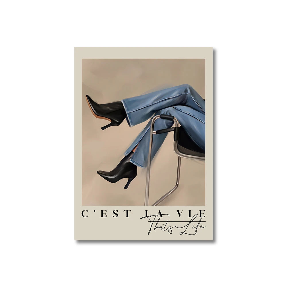 Affiche colorée vintage talon