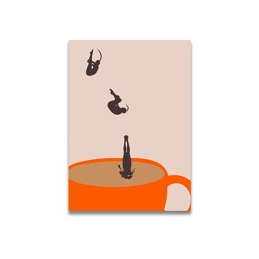 Affiche colorée vintage tasse