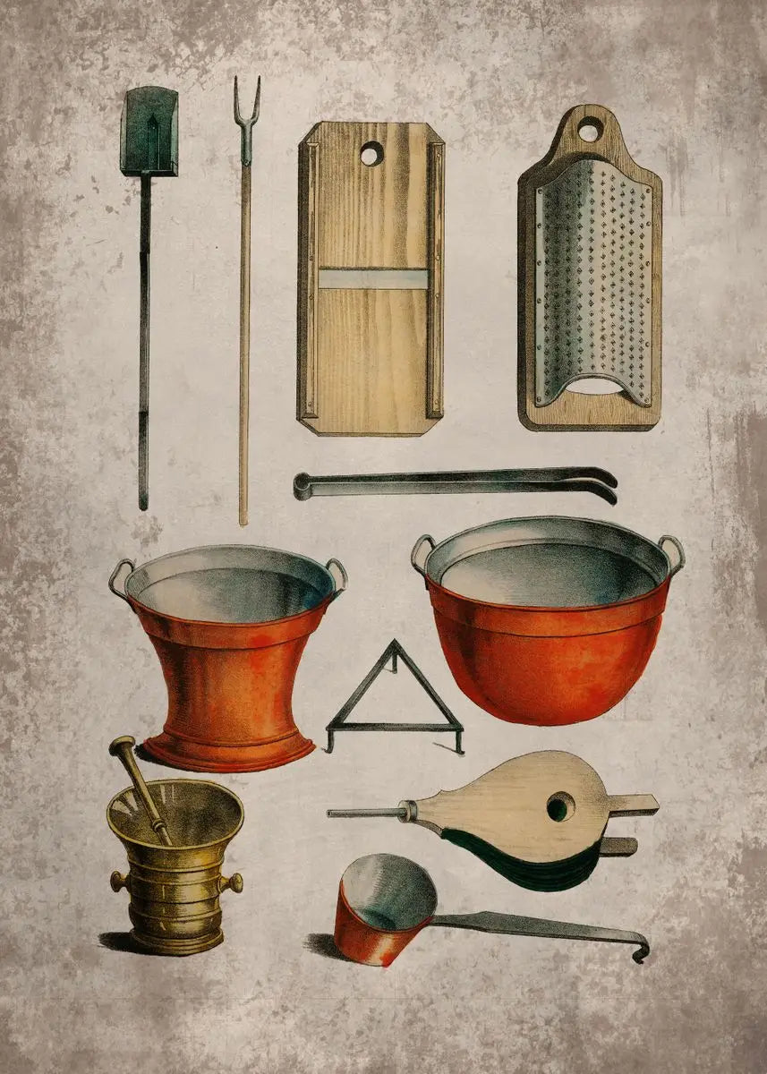Affiche cuisine vintage outil