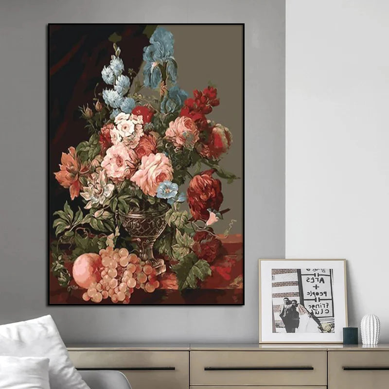 Affiche fleur vintage fond blanc