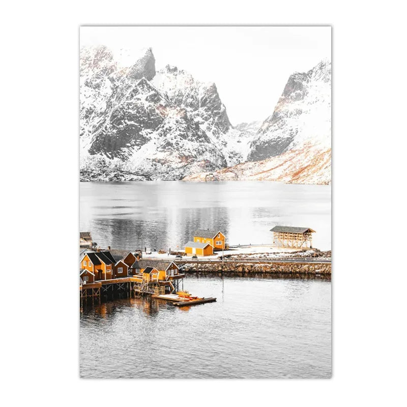 Affiche montagne vintage lac