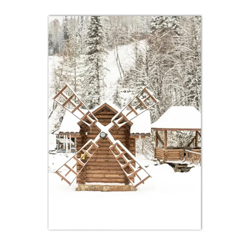 Affiche montagne vintage moulin