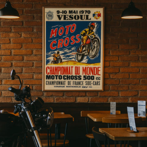 Affiche moto vintage cafétéria