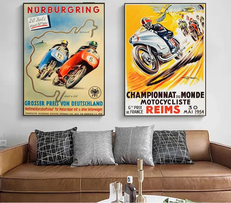 Affiche moto vintage salon
