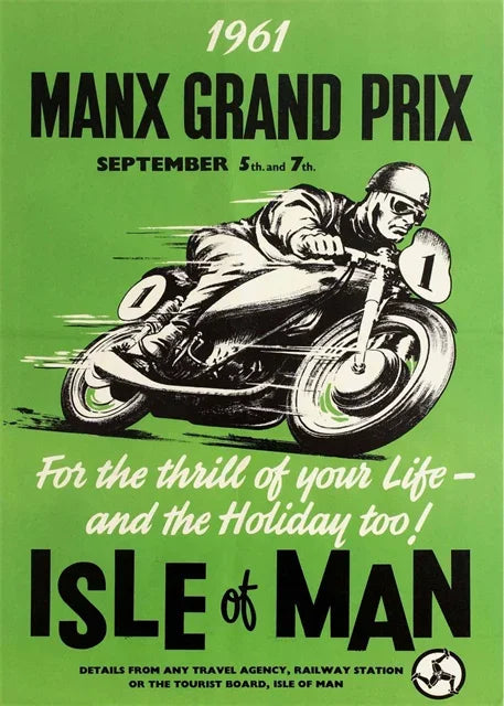 Affiche moto vintage vert