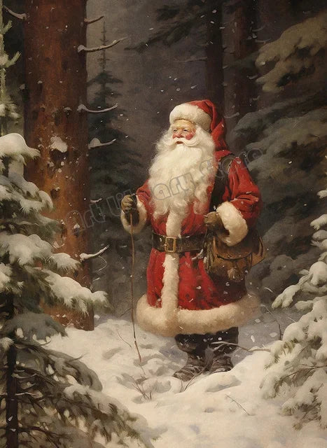Affiche noel vintage papa noel