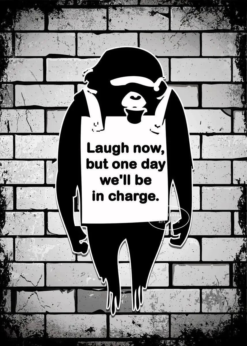 Affiche rétro vintage singe laugh