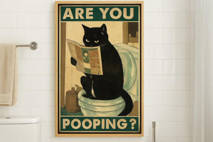 Affiche salle de bain vintage fond blanc 