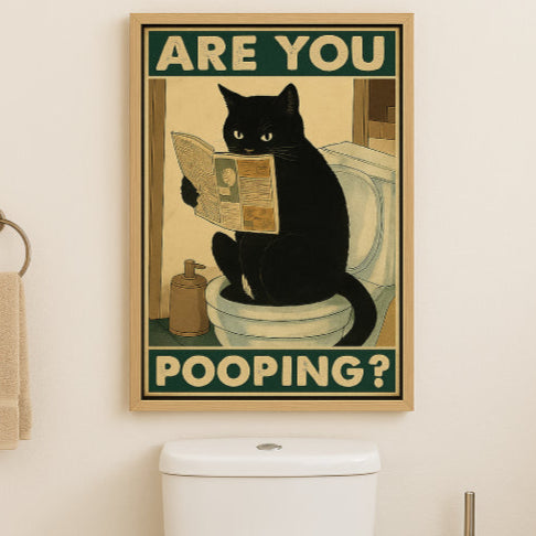 Affiche salle de bain vintage fond blanc  toilette