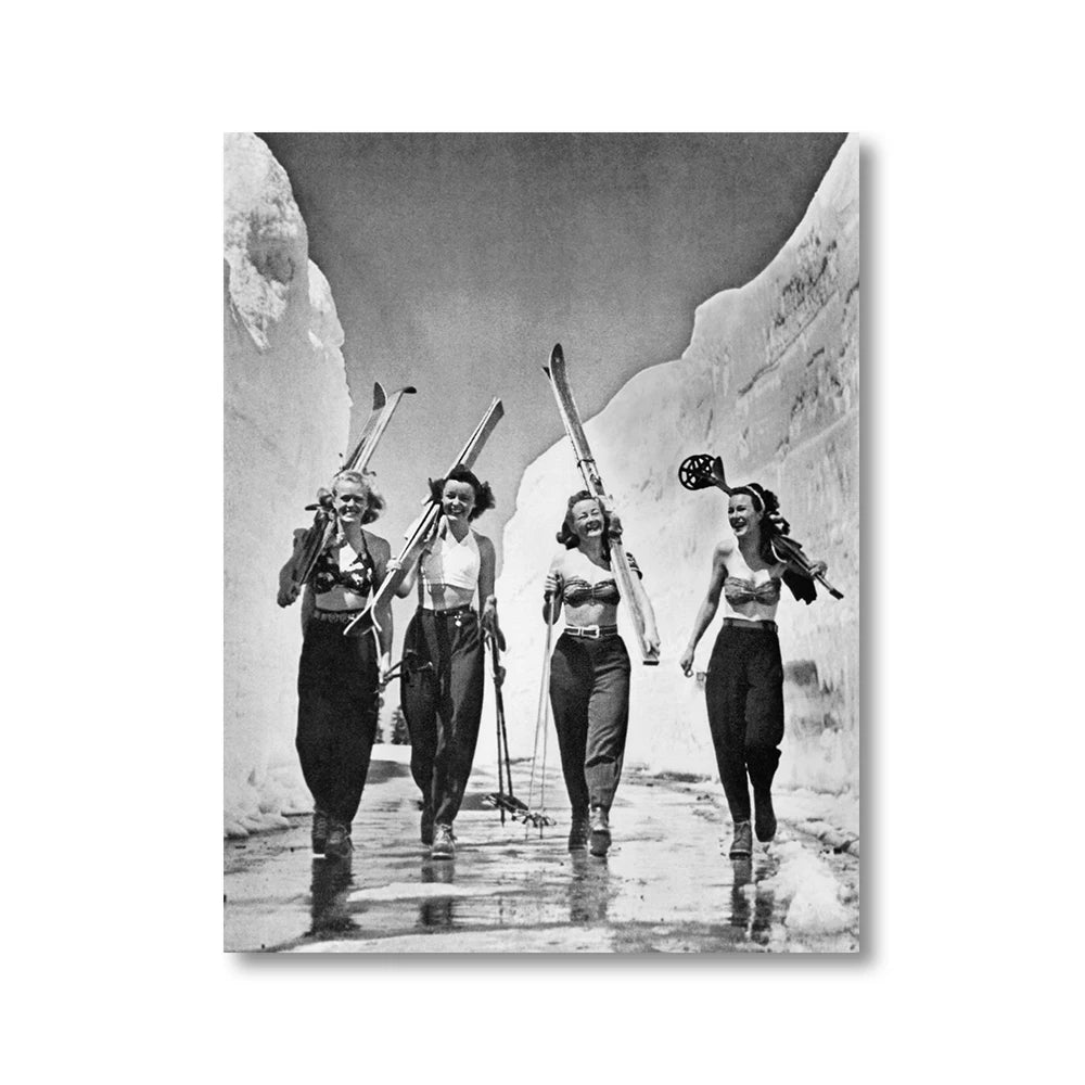 Affiche ski vintage glamour