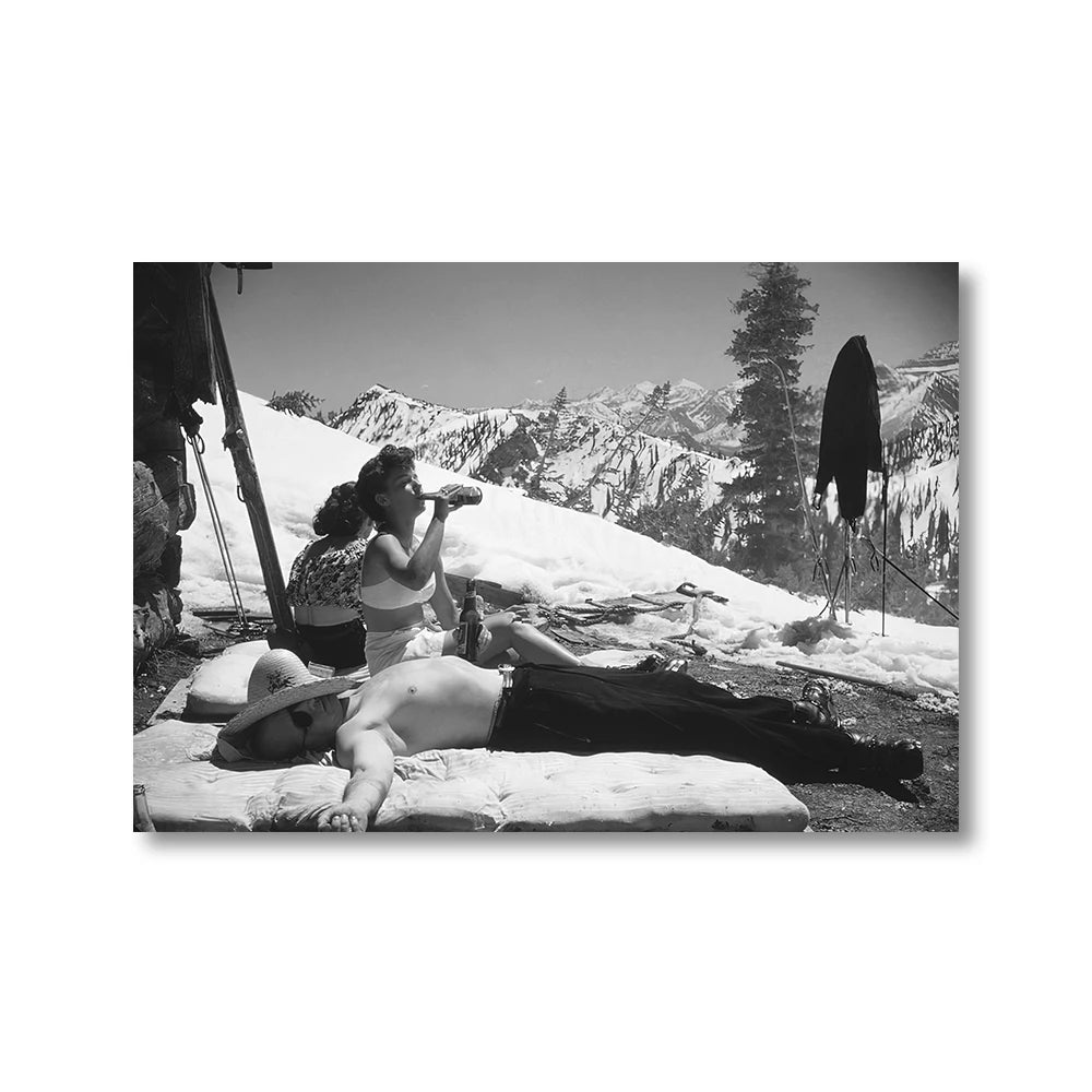 Affiche ski vintage montagne 