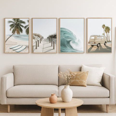Affiche surf vintage paysage
