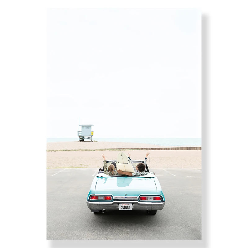 Affiche surf vintage voiture