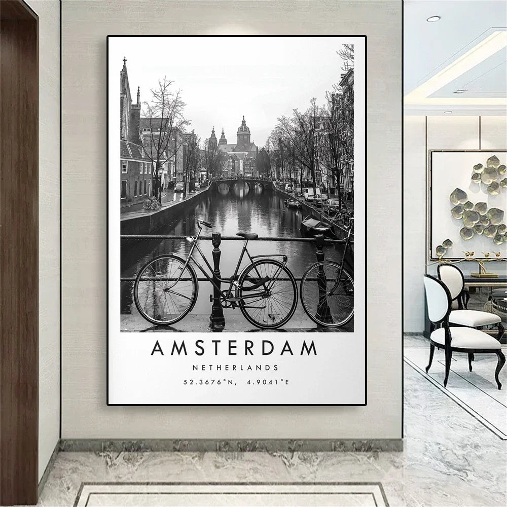 Affiche ville vintage amsterdam