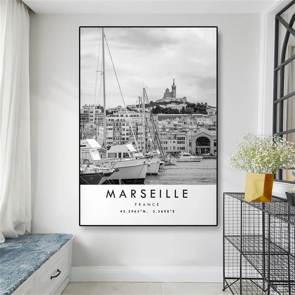 Affiche ville vintage marseille