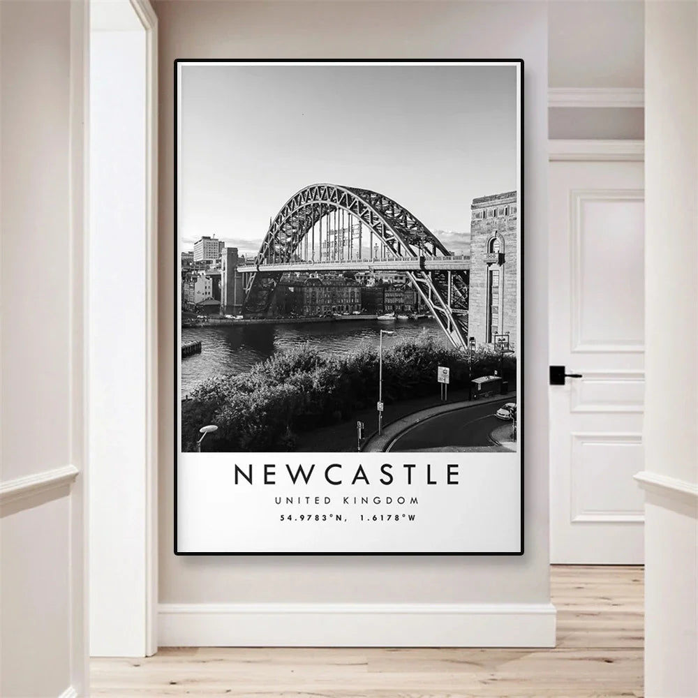 Affiche ville vintage new castle