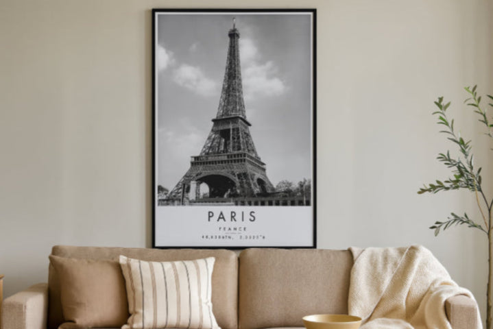 Affiche ville vintage paris tour eiffel 